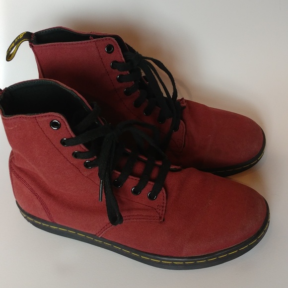 Dr. Martens Shoes - Dr. Martin Doc Docs dark red canvas combat boots